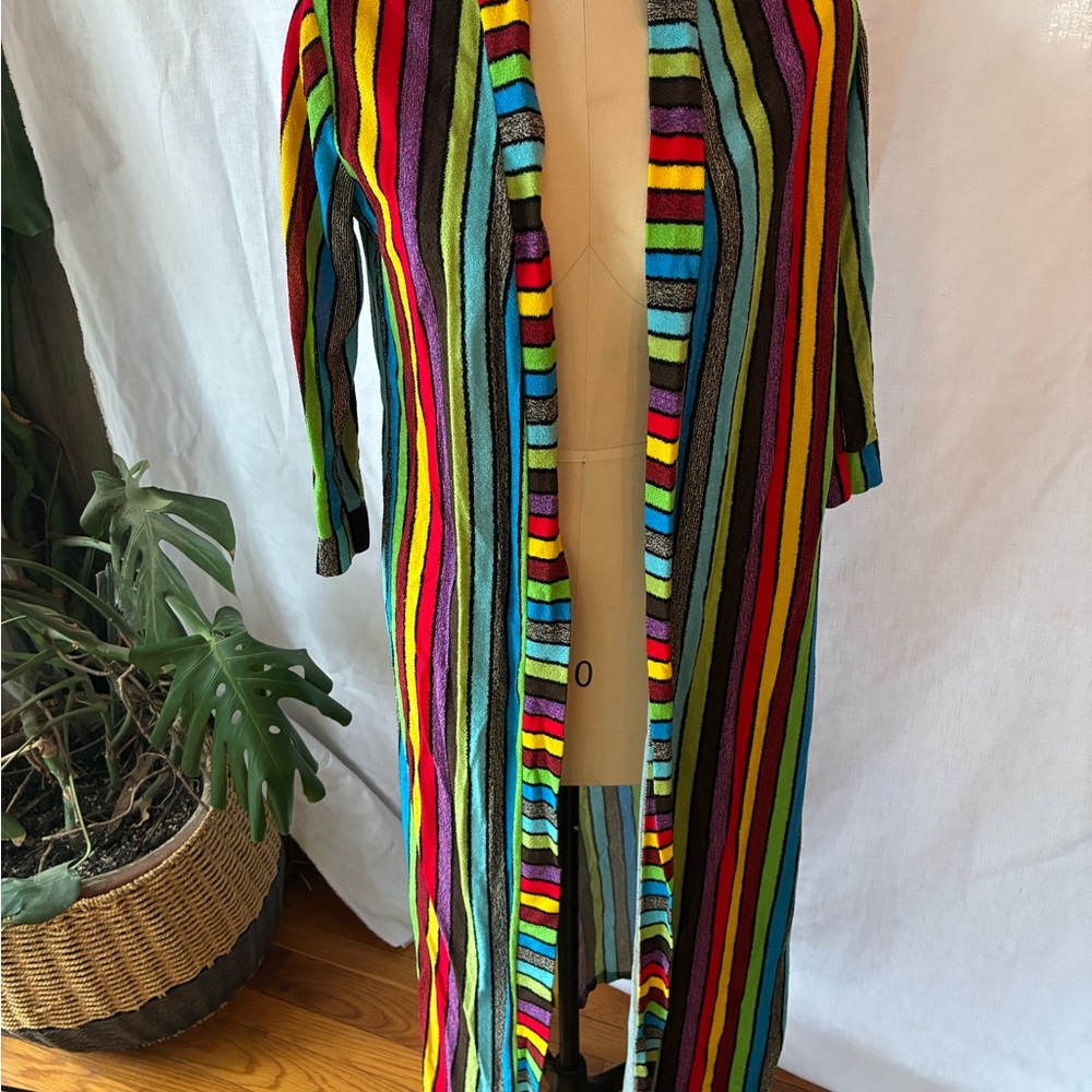 Vintage Multicolor Striped Women's Robe